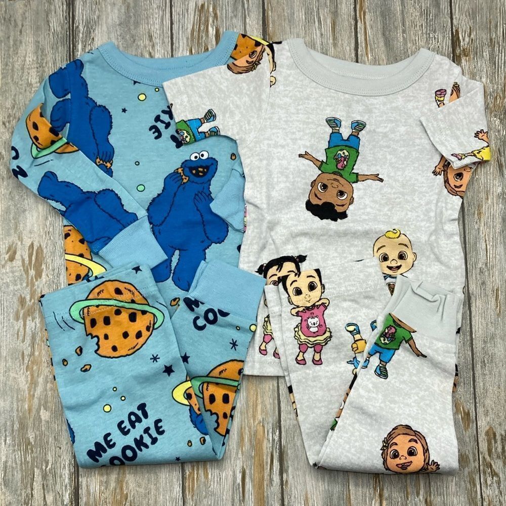 Cocomelon & Cookie Monster Snug Fit Pajamas 2, 2-Piece Sets Size 12M